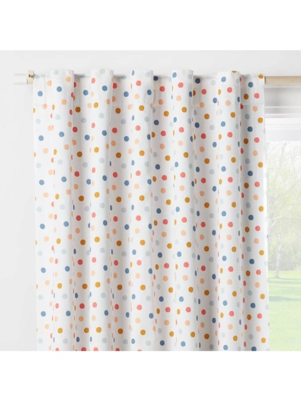 Pillowfort White & Colorful Dots Blackout Single Curtain Panel 42" x 84" NWOT - Picture 2 of 8